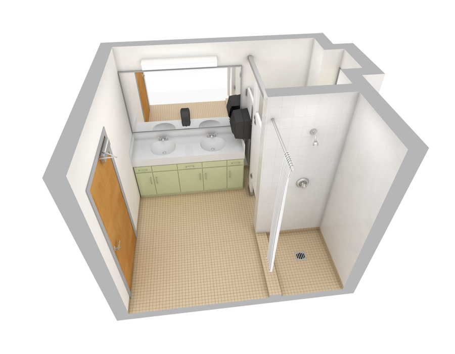 Floorplan of a Manzanita Village Bathroom.