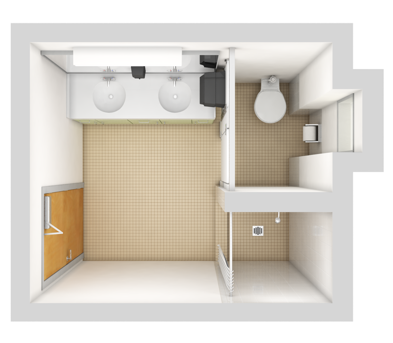 Floorplan of a Manzanita Village Bathroom.